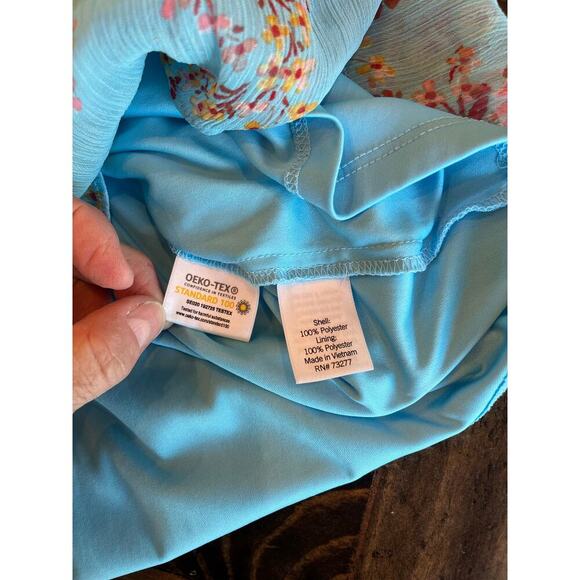 Lauren Conrad Floral Fairy Cottage Core Women 2XL Blue Loose Beach Spring Easter - Picture 3 of 9